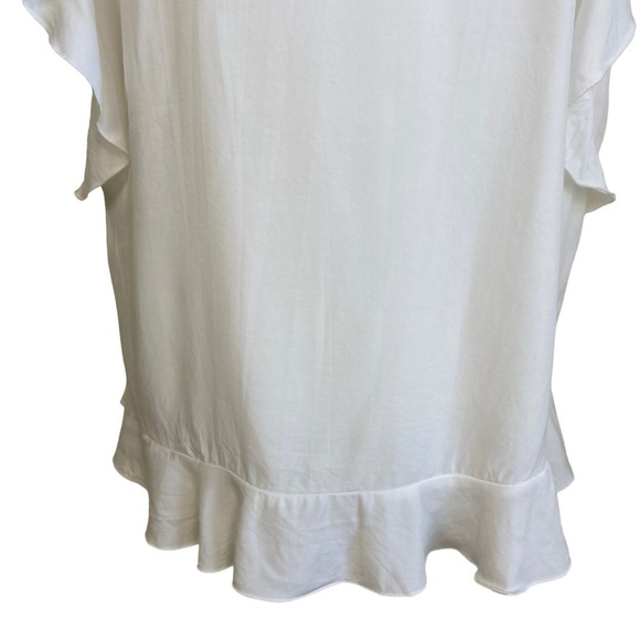 Johnston & Murphy Boho V-neck Ruffle Blouse Top White Size M - Picture 12 of 16